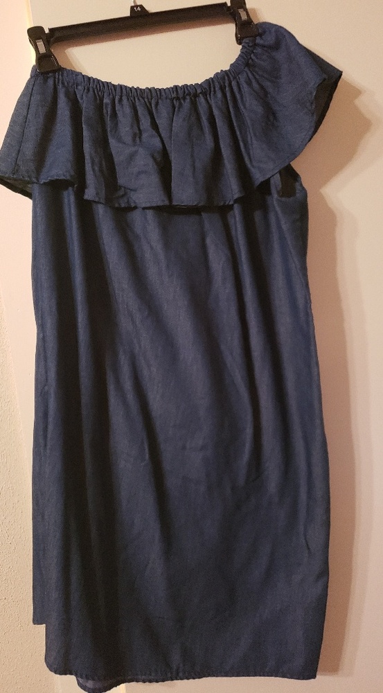Denim one shoulder dress